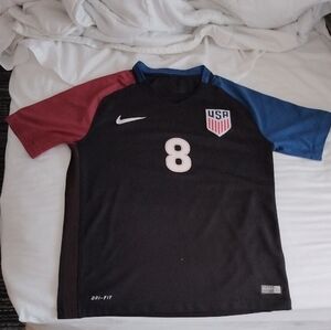 Nike USA Men's Medium Away Jersey 2016 Clint Dempsey #8 Black/Red/Blue Authentic